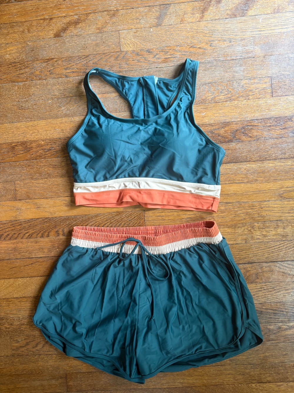 NWT Teal Sports Bra & Shorts Swim Set | Large - Picture 3 of 7